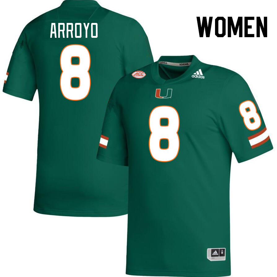 Women #8 Elijah Arroyo Miami Hurricanes College Football Jerseys Stitched-Green